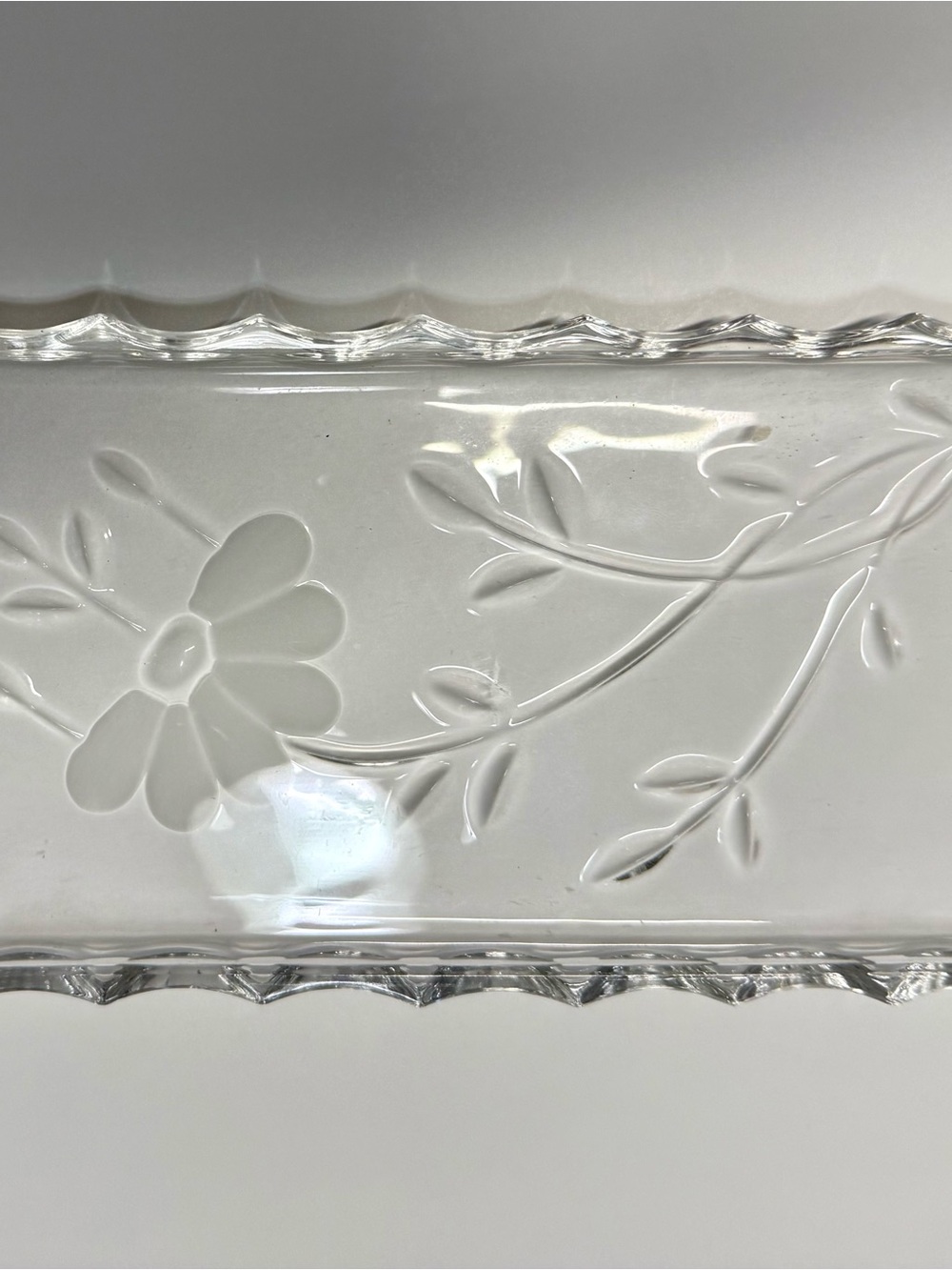Princess House Clear Floral-Embossed Glass serving  Tray